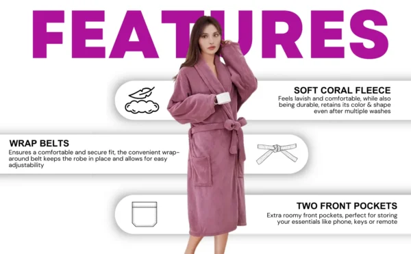 Puple (5) Lightweight Soft Bathrobe for Women